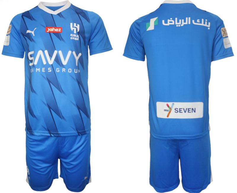 Men 2023-2024 Club Al Hilal Saudi home blank blue Soccer Jersey->bayern munich jersey->Soccer Club Jersey